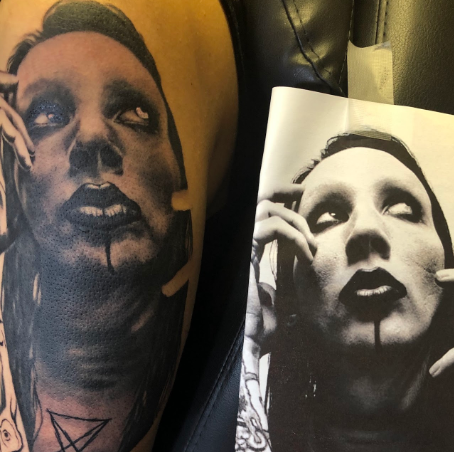 Marylin Manson Portrait tattoo gestochen in Düsseldorf